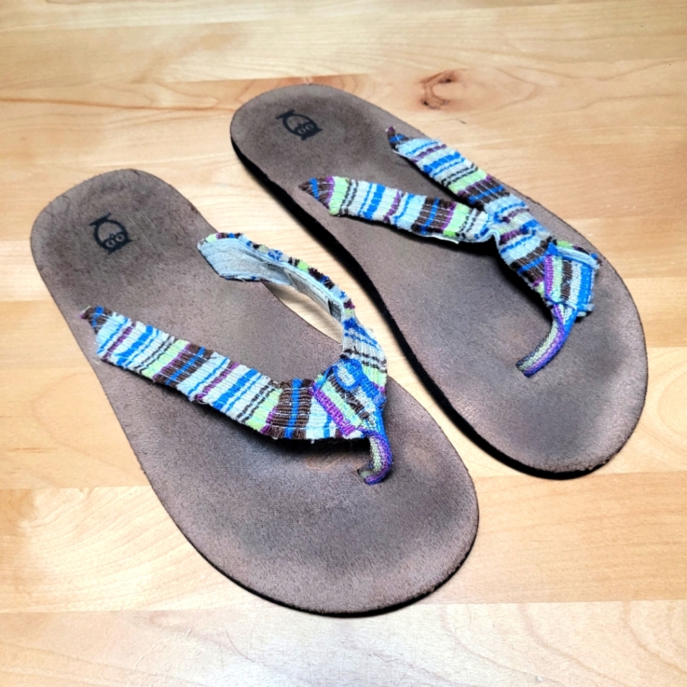 FLIP FLOPS | Woven Fabric Strap, Sz. 9